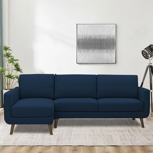 Adorn India Damian L Shape 6 Seater Sofa Set LHS (Blue) (3 Year Warranty)