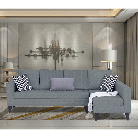 Adorn India Beetle Plus Bricks L Shape 6 Seater Sofa Set (Right Hand Side) (Grey) (3 Year Warranty)