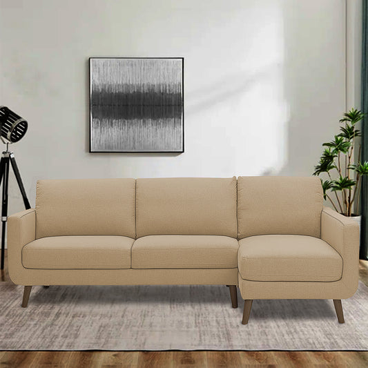 Adorn India Damian L Shape 6 Seater Sofa Set RHS (Beige) (3 Year Warranty)