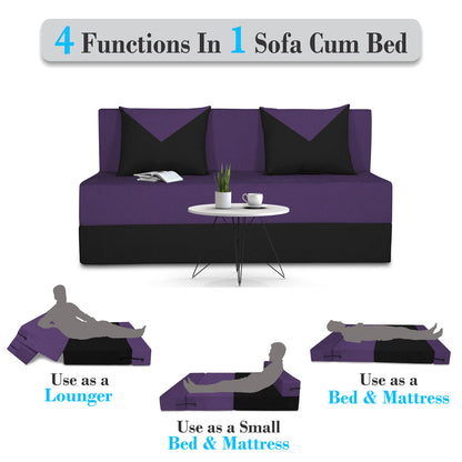 Adorn India Easy Boom 4 Seater Sofa Cum Bed 6 x 6 (Purple & Black) (1 Year Warranty)