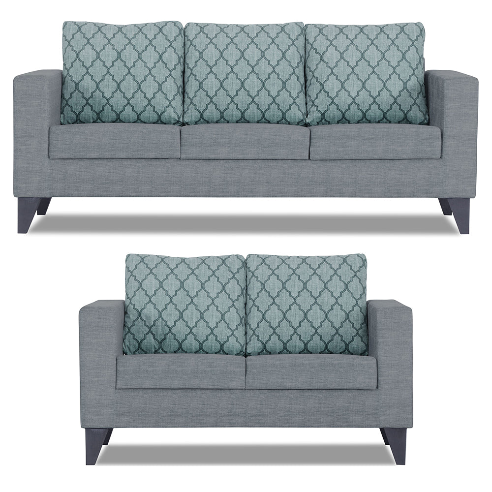 Adorn India Straight line Plus Blossom 3+2 5 Seater Sofa Set (Grey) (3 Year Warranty)