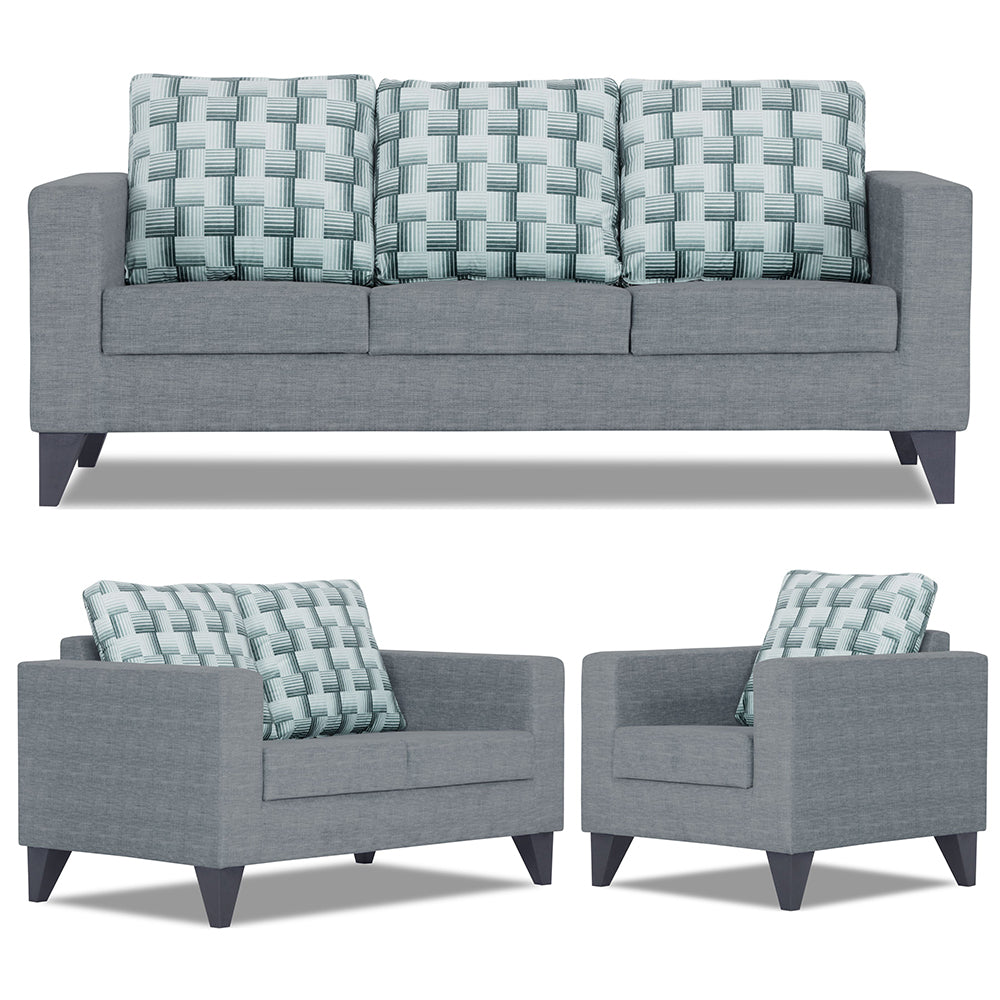 Adorn India Straight line Plus Bricks 3+2+1 6 Seater Sofa Set (Grey) (3 Year Warranty)