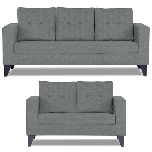 Adorn India Hallton Tufted 3-2 Five Seater Sofa Set (Grey) (3 Year Warranty)