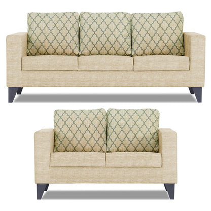 Adorn India Straight line Plus Blossom 3+2 5 Seater Sofa Set (Beige) (3 Year Warranty)