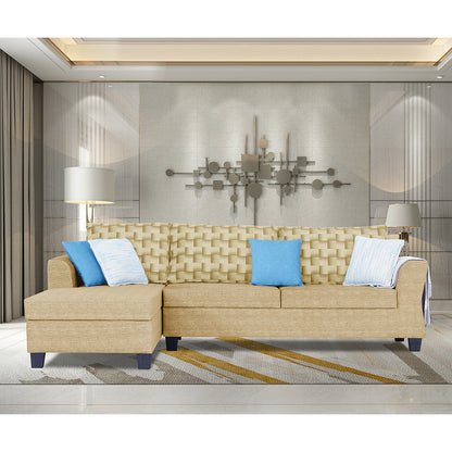 Adorn India Valencia Plus Bricks L Shape 6 Seater Sofa Set (Left Hand Side) (Beige)