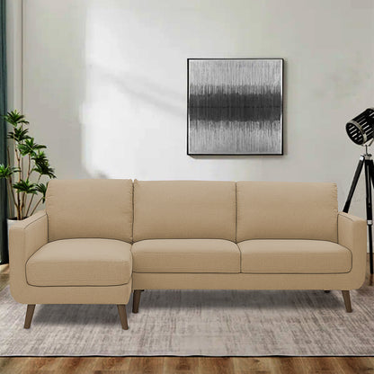 Adorn India Damian L Shape 6 Seater Sofa Set LHS (Beige) (3 Year Warranty)