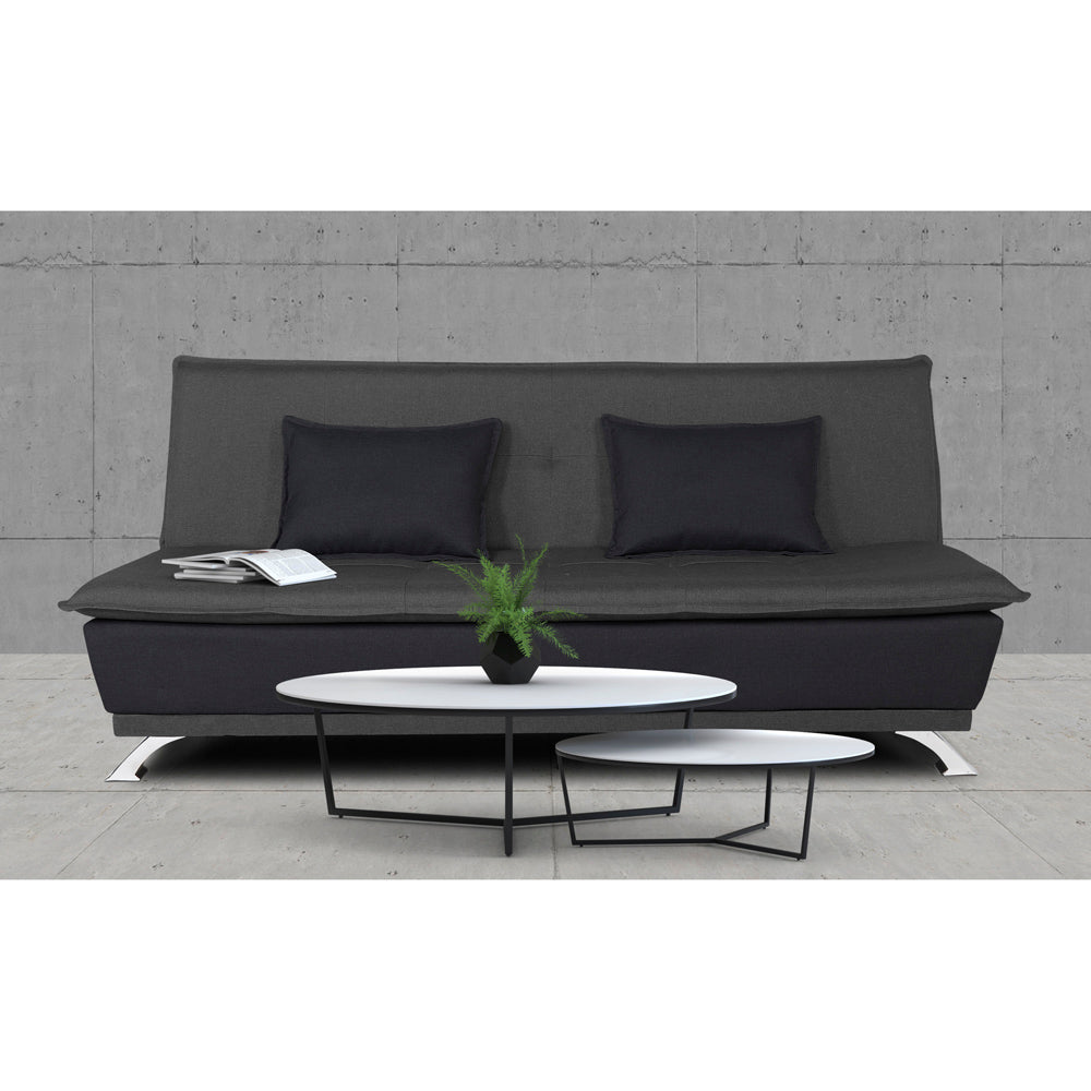 Adorn India Exclusive Two Tone Arden 4 Seater Wood Sofa Cum Bed 4 x 6 (Dark Grey & Black)