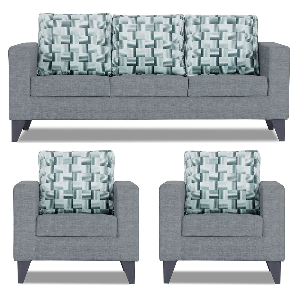Adorn India Straight line Plus Bricks 3+1+1 5 Seater Sofa Set (Grey) (3 Year Warranty)