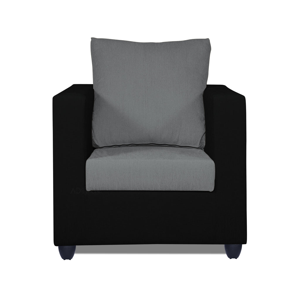 Adorn India Zink 1 Seater Sofa (Grey & Black)