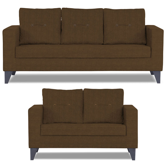 Adorn India Hallton Tufted 3+2 5 Seater Sofa Set (Brown) (3 Year Warranty)