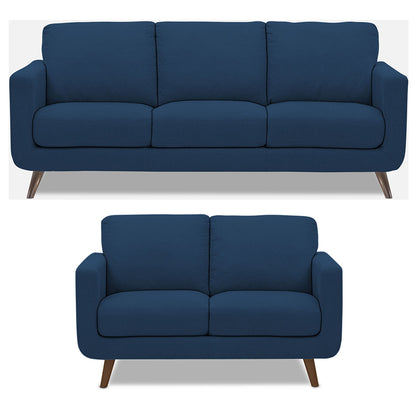 Adorn India Damian 3+2 5 Seater Sofa Set (Blue) (3 Year Warranty)