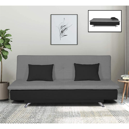 Adorn India Aspen 3 Seater Sofa Cum Bed (Dark Grey and Black) (3 Year Warranty)