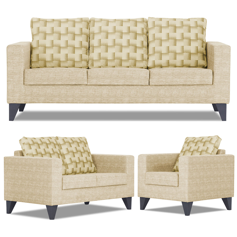 Adorn India Straight line Plus Bricks 3+2+1 6 Seater Sofa Set (Beige) (3 Year Warranty)
