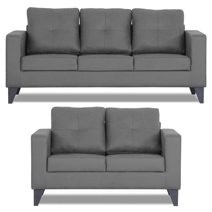 Adorn India Straight line Plus Premium Leatherette Suede 3+2 5 Seater Sofa Set (Grey) (3 Year Warranty)