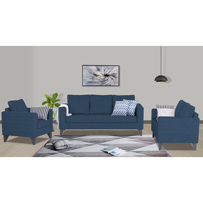 Adorn India Hallton Plain 3+2+1 6 Seater Sofa Set (Blue) (3 Year Warranty)