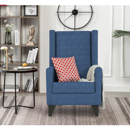 Adorn India Christopher 1 Seater Wing Chair Decent (Blue)