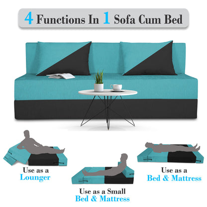 Adorn India Easy Desmond 4 Seater Sofa Cum Bed 6 x 6 (Rust & Black) (1 Year Warranty)