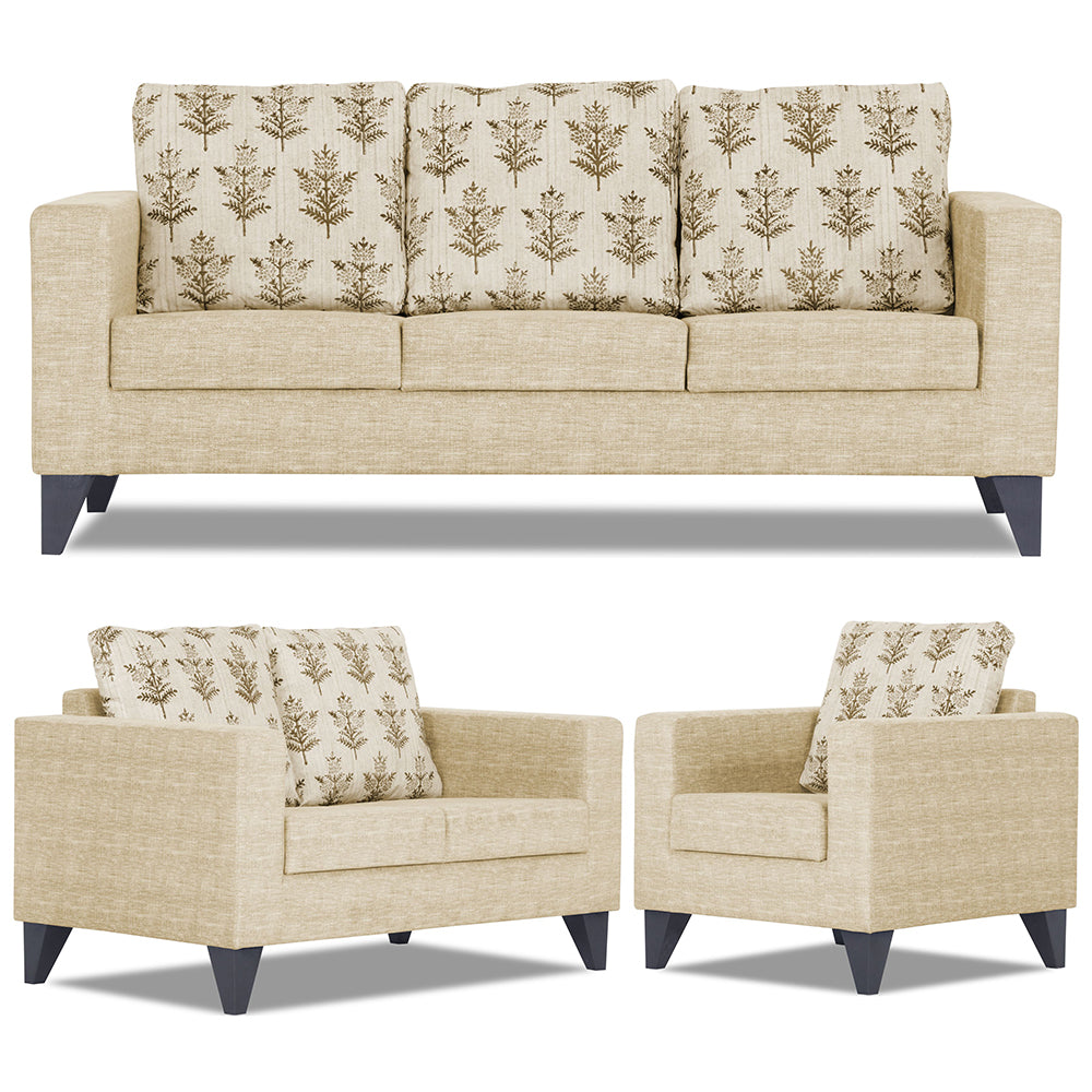 Adorn India Straight line Plus Leaf 3+2+1 6 Seater Sofa Set (Beige) (3 Year Warranty)