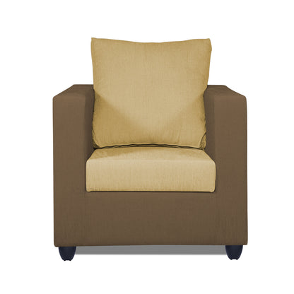 Adorn India Zink 1 Seater Sofa (Brown & Beige)