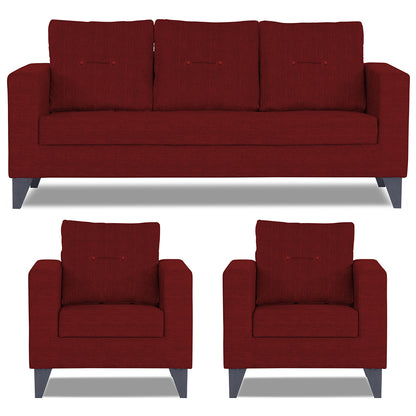 Adorn India Hallton Tufted 3+1+1 5 Seater Sofa Set (Maroon) (3 Year Warranty)