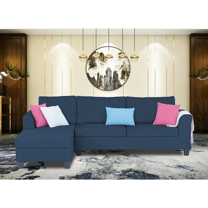 Adorn India Valencia Plus Decent L Shape 6 Seater Sofa Set (Left Hand Side) (Blue)