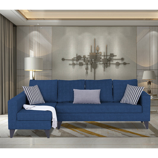 Adorn India Beetle Plus Bricks L Shape 6 Seater Sofa Set (Left Hand Side) (Blue) (3 Year Warranty)