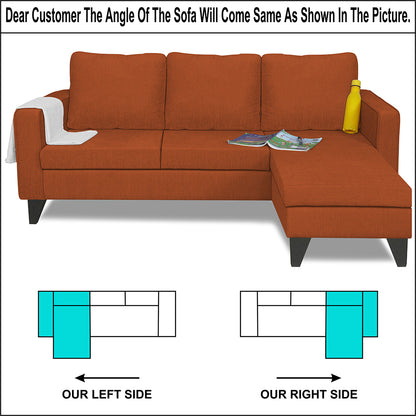 Adorn India Chandler L Shape 4 Seater Sofa Set Plain (Right Hand Side) (Rust)