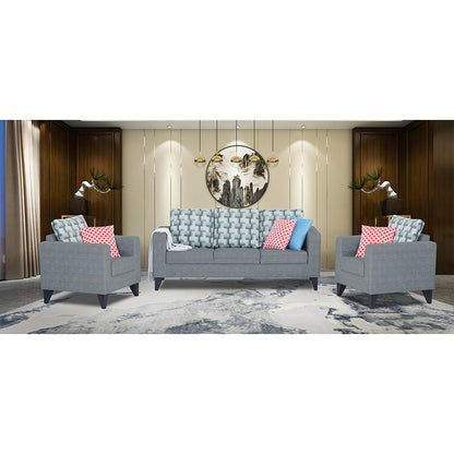 Adorn India Straight line Plus Bricks 3+1+1 5 Seater Sofa Set (Grey) (3 Year Warranty)