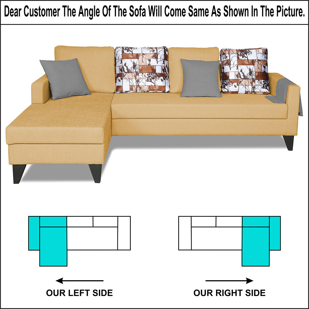 Adorn India Hallton L Shape 5 Seater Sofa Set Digitel Print (Left Hand Side) (Beige) (3 Year Warranty)