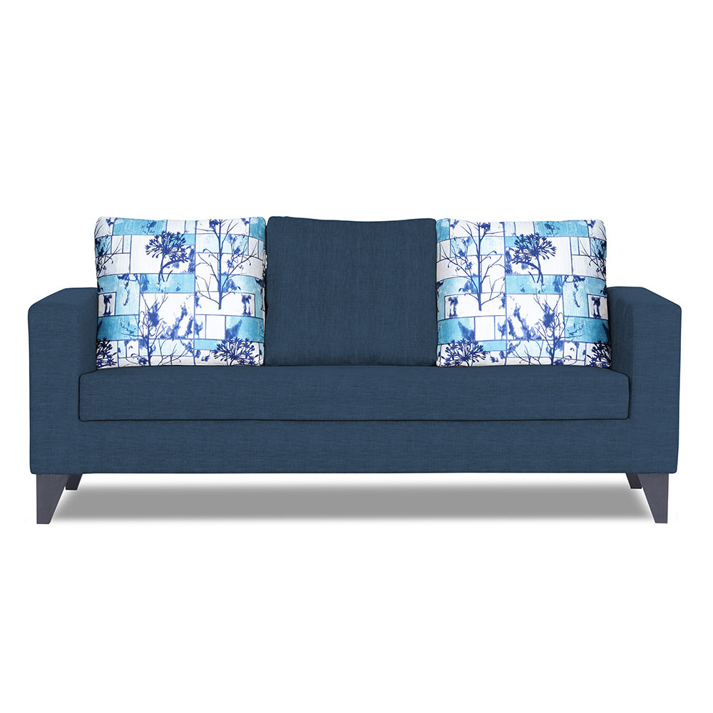 Adorn India Hallton Digitel Print Cushion 3 Seater Sofa (Blue) (3 Year Warranty)