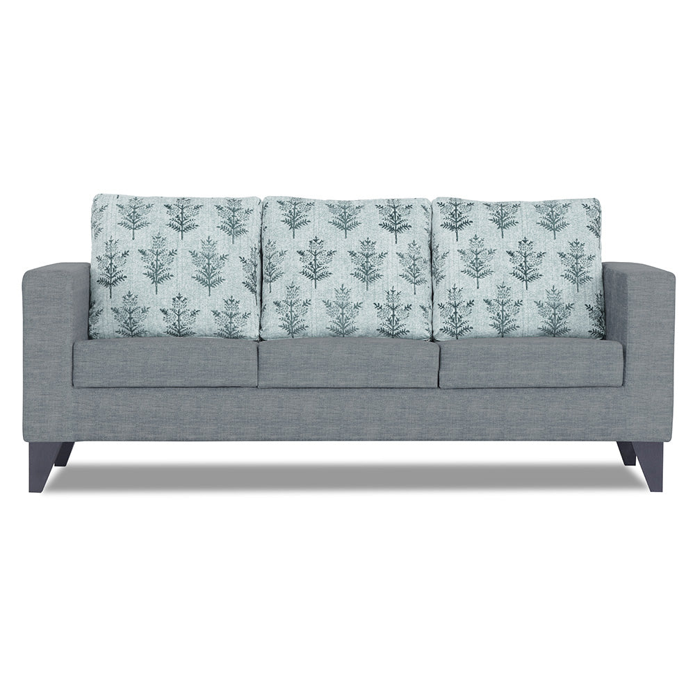 Adorn India Straight line Plus Leaf 3 Seater Sofa (Grey) (3 Year Warranty)