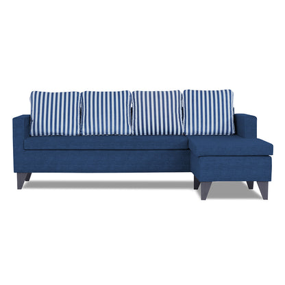 Adorn India Abington Stripes L Shape 5 Seater Sofa Set RHS (Blue) (3 Year Warranty)