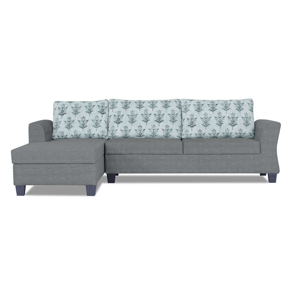 Adorn India Valencia Plus L Shape 6 Seater Sofa Set Leaf (Left Hand Side) (Grey)