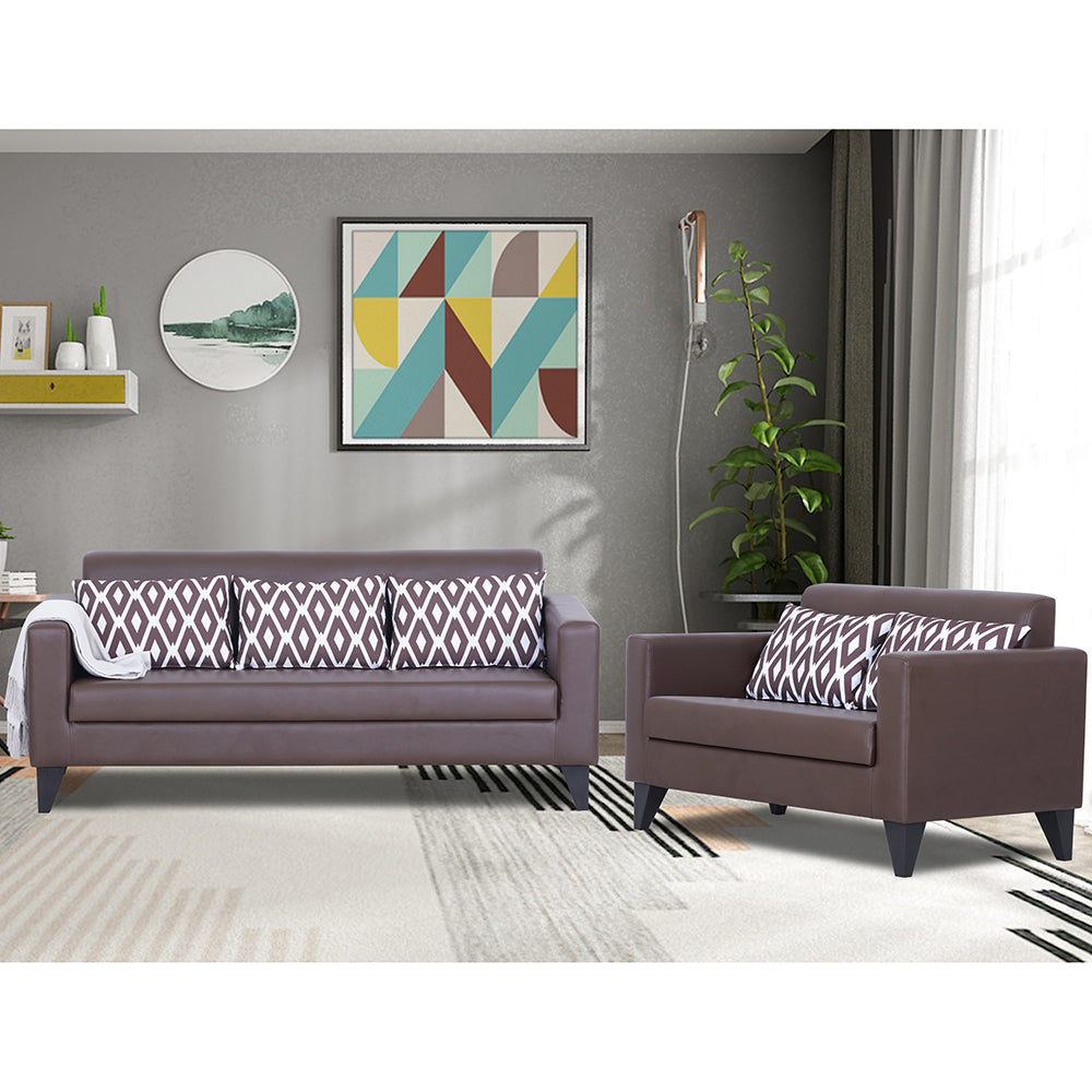 Adorn India Bladen Leatherette 3+2 5 Seater Sofa Set (Brown)
