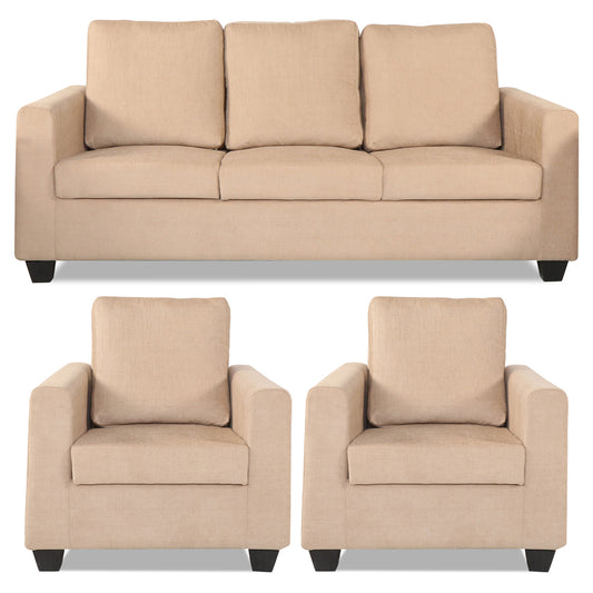 Adorn India Wood Russell 3-1-1 Five Seater Sofa Set (Beige)