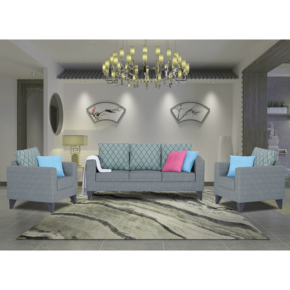 Adorn India Straight line Plus Blossom 3+1+1 5 Seater Sofa Set (Grey) (3 Year Warranty)