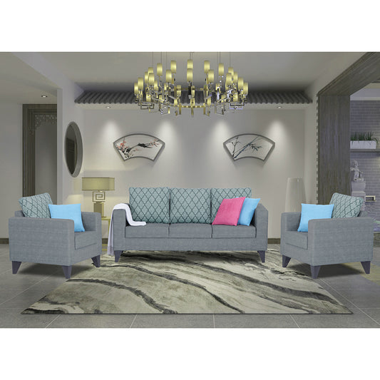 Adorn India Straight line Plus Blossom 3+1+1 5 Seater Sofa Set (Grey) (3 Year Warranty)