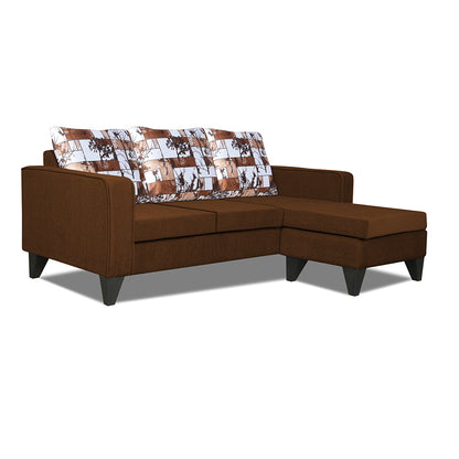 Adorn India Hallton L Shape 4 Seater Sofa Set Digital Print (Brown) (3 Year Warranty)