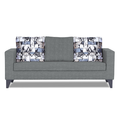 Adorn India Hallton Digitel Print Cushion 3 Seater Sofa (Grey) (3 Year Warranty)