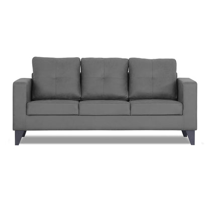 Adorn India Straight line Plus Premium Leatherette Suede 3 Seater Sofa (Grey) (3 Year Warranty)