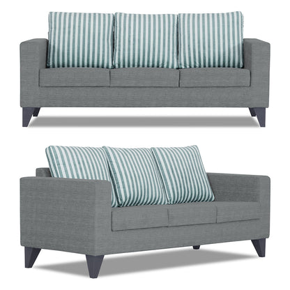 Adorn India Straight Line Plus Stripes 3+2 5 Seater Sofa Set (Grey) (3 Year Warranty)