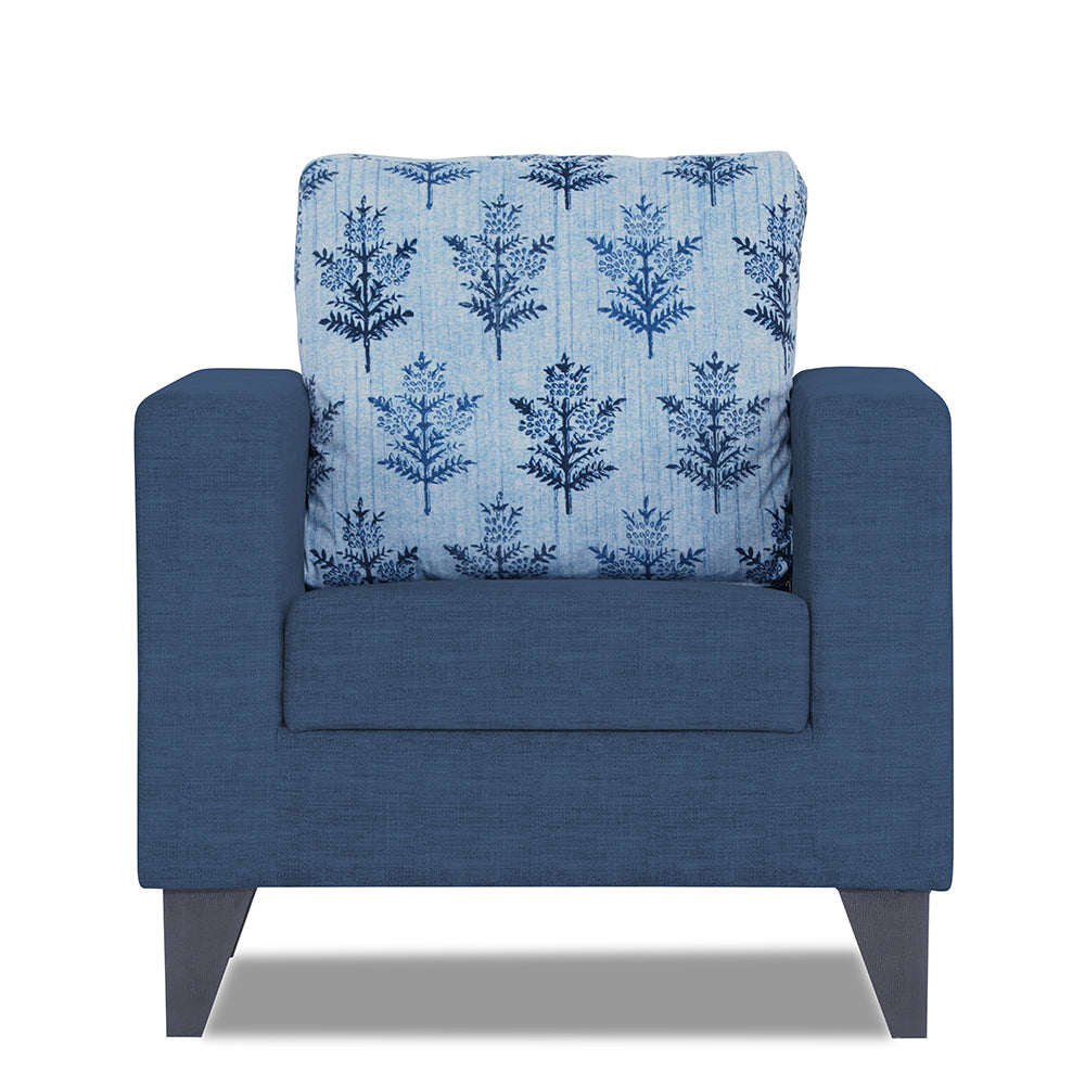 Adorn India Straight line Plus Leaf 1 Seater Sofa (Blue) (3 Year Warranty)