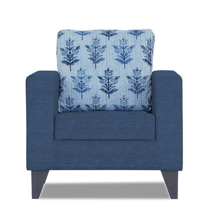 Adorn India Straight line Plus Leaf 1 Seater Sofa (Blue) (3 Year Warranty)