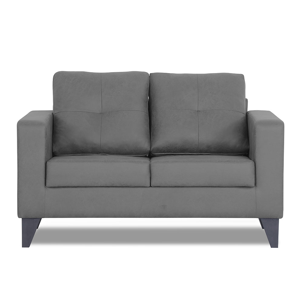 Adorn India Straight line Plus Premium Leatherette Suede 2 Seater Sofa (Grey) (3 Year Warranty)