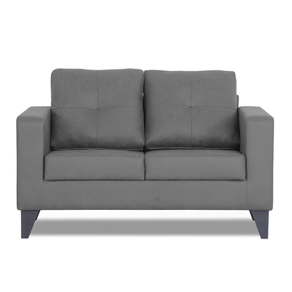 Adorn India Straight line Plus Premium Leatherette Suede 2 Seater Sofa (Grey) (3 Year Warranty)