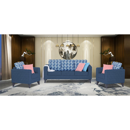 Adorn India Straight line Plus Bricks 3+1+1 5 Seater Sofa Set (Blue) (3 Year Warranty)