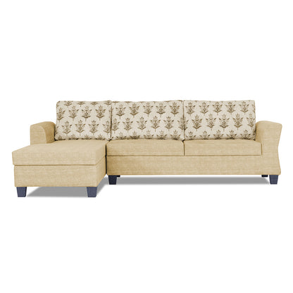 Adorn India Valencia Plus L Shape 6 Seater Sofa Set Leaf (Left Hand Side) (Beige)