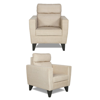 Adorn India Cardello 1 Seater Sofa (Beige) (3 Year Warranty)