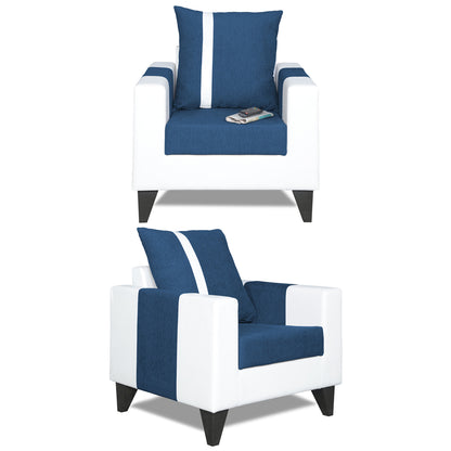 Adorn India Ashley Stripes Leatherette Fabric 1 Seater Sofa (Blue & White) (3 Year Warranty)