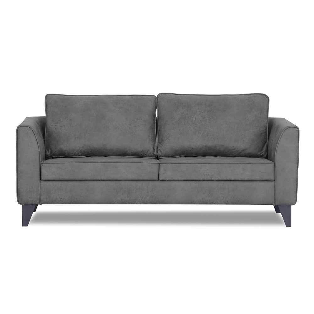 Adorn India Enzo Decent Premium Leatherette Suede 3 Seater Sofa (Grey)